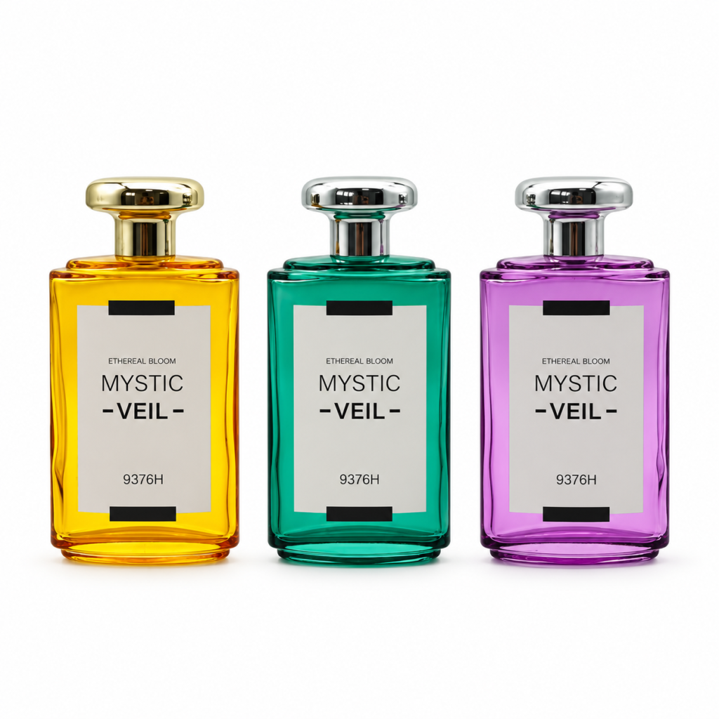Front view of 100ml glass perfume bottle, model 9376H