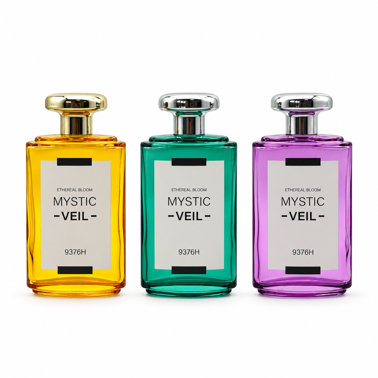 Front view of 100ml glass perfume bottle, model 9376H