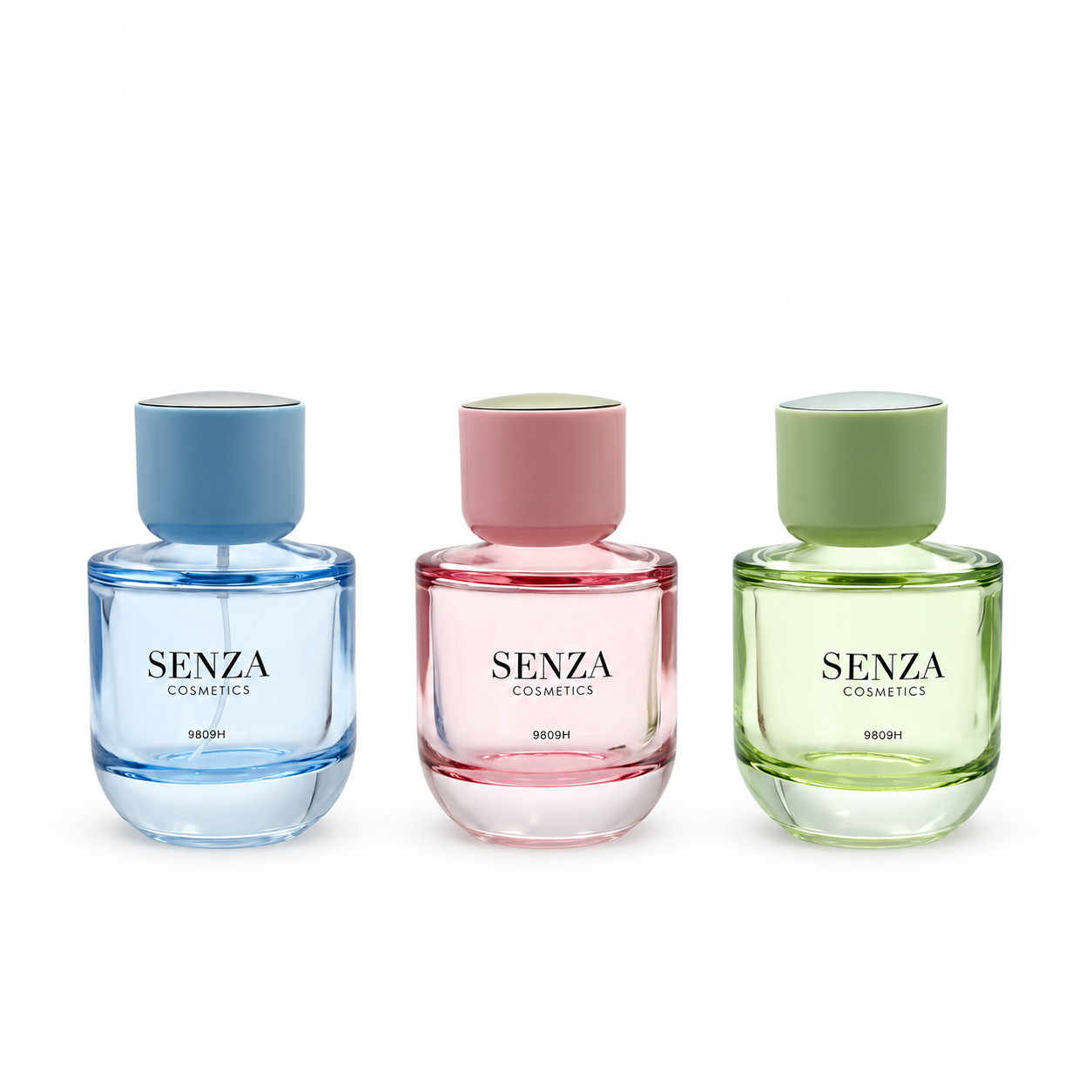 Front view of 100ml glass perfume bottle, model 9809H