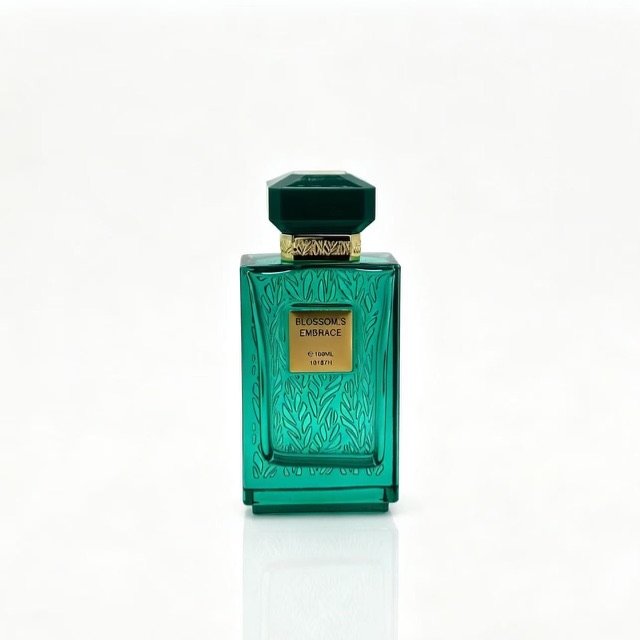 Faceted green glass perfume bottle, model 10187H